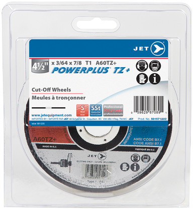 Jet 501571A02 - 4-1/2 x 3/64 x 7/8 A60PX POWERXTREME T1 Cut-Off Wheel - Clamshell Package