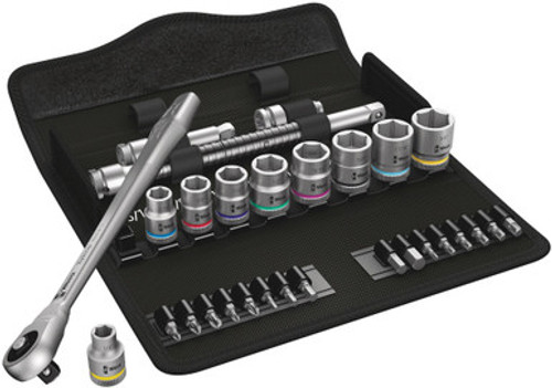 Wera 05004050001 - 8100 Sb 10 Zyklop Metal Ratchet Set. Imperial 3/8 29 Pcs Ratchet Set Push-Through Square Imperial