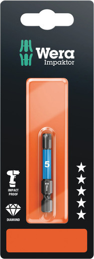 Wera 05073945001 - 840/4 Imp Dc Hex-Plus Sw 5.0 X 50 Mm Sb Bits For Hex Socket Screws, Impact