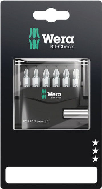 Wera 05073536001 - Bit-Check 7 Pz Universal 1 Sb Pz-Bits + Universal Bitholder