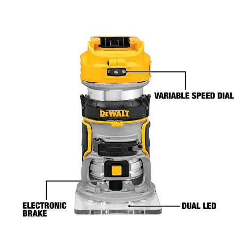 DEWALT DCW600B - 20V MAX XR Fixed Base Compact Router - Tool Only