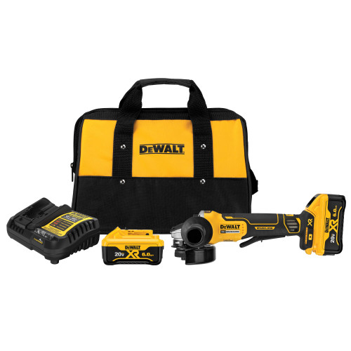 DEWALT DCG413R2 - 20V MAX XR 4-1/2" Grinder W/ Brake (6.0Ah) W/ 2 Batteries And Bag