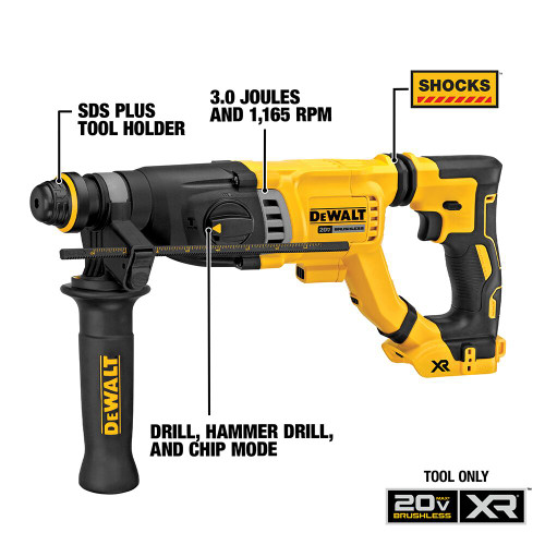 DEWALT DCH263B - 20V MAX XR D-Handle 3 Mode SDS Rotary Hammer - Tool Only