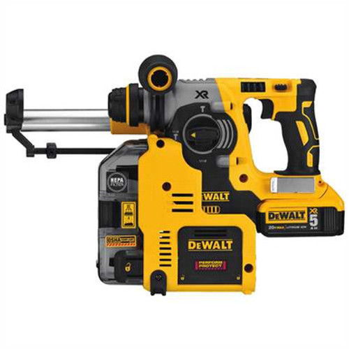 DEWALT DCH273P2DHO - 20V MAX XR 3 MODE SDS ROTARY HAMMER (5.0AH) W/ 2 BATTERIES, DUST EXTRACTOR AND KIT BOX
