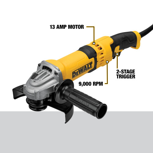 DEWALT DWE43116 - 4-1/2"/5"/6" Rat Tail Trigger Grinder (13Amp, 9,000Rpm, Ac/Dc)