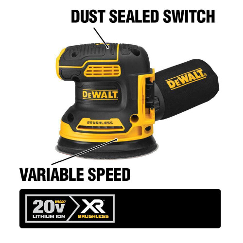 DEWALT DCW210B - 20V MAX XR 5" Vs Ros With Hook & Loop Pad And Dust Collection - Tool Only