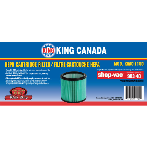 King Canada KVAC-1150 - Hepa Cartridge Filter (Fits 8560Lst)