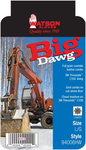 Watson 94006HW - Big Dawg Lined Grain Cowhide - Medium