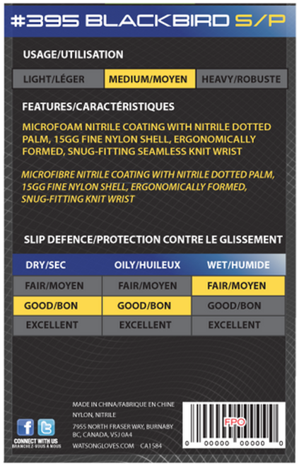 Watson Stealth 395 - Stealth Blackbird 15Gg Full Dip Nitrile - Small