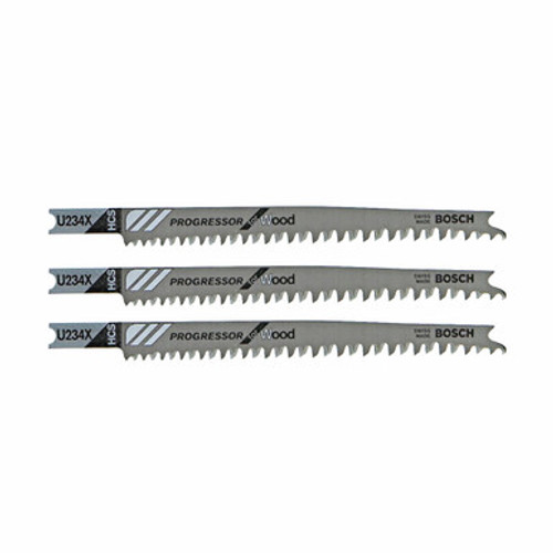 Bosch U234X3 - Jig Saw Blade, U-Shank, 3 pc. 4-1/4 In. 8-12 TPI Progressor for Wood
