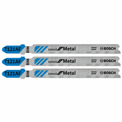 Bosch T121AF3 - Jig Saw Blade, T-Shank, 3 pc. 3-5/8 In. 21 TPI Speed for Metal