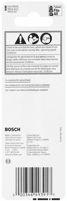 Bosch T128BHM1 - Jig Saw Blade, T-Shank, 3-5/8 In. 14 TPI Carbide-Strip Special for Laminates