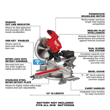 Milwaukee 2739-20 - M18 FUEL 12 in. Dual Bevel Sliding Compound Miter Saw