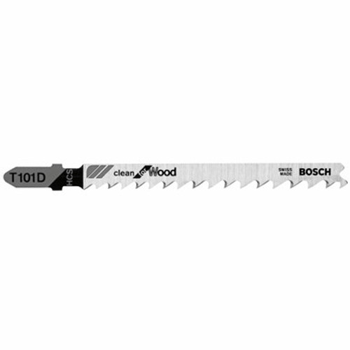 Bosch T101D - Jig Saw Blade, T-Shank, 5 pc. 4 In. 6 TPI Clean for Wood