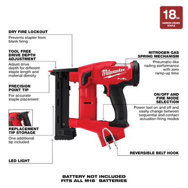 Milwaukee 2749-20 - M18 FUEL 18 Gauge 1/4 in. Narrow Crown Stapler