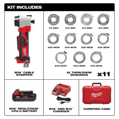 Milwaukee 2435AL-21 - M12 Cable Stripper Kit for Al THHN/XHHW