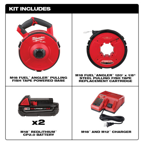 Milwaukee 2873A-22 - M18 FUEL ANGLER 120 Ft. Steel Pulling Fish Tape Kit
