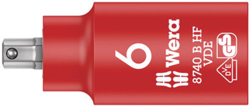 Wera 05004902001 - 8740 B VDE HF Zyklop Hex bit socket, insulated, with holding function, 3/8" drive, 6 x 55 mm