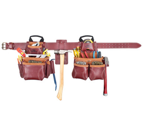 Kuny's 21453+21522 - 18 Pocket Top of the Line Pro Framer's Heavy Duty Leather Combo System with Suspenders
