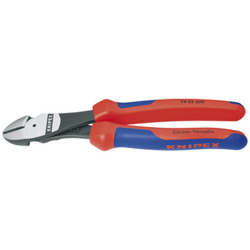 Knipex 7422200SBA - 8'' High Leverage Angled Diagonal Cutters-Comfort Grip