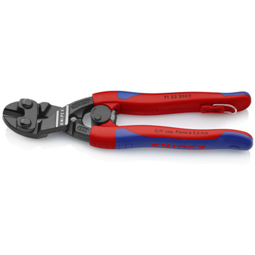 Knipex 7122200TBKA - 8'' Angled High Leverage CoBolt® Cutters Comfort Grip-Tethered Attachment