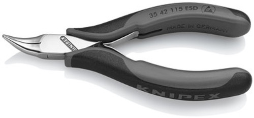 Knipex 3542115ESD - 4.5'' Electronics Pliers-Angled Half Round Tips, ESD Handles