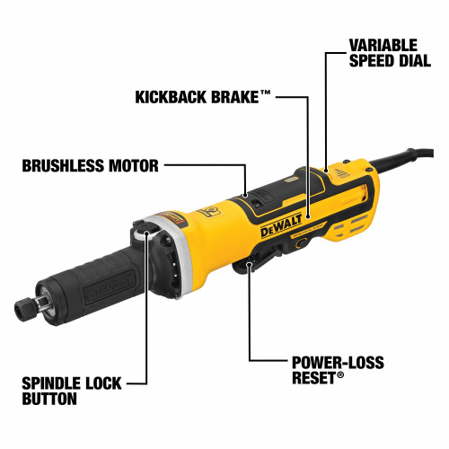DEWALT DWE4997VS - 2" Brushless Variable Speed Paddle Switch Die Grinder 7,500-25,000 With Lock-On