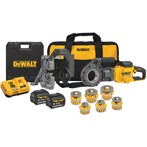 DEWALT DCE700X2K - 60V MAX Flexvolt Pipe Threader Kit W/ Die Heads, 2 Batteries (9.0Ah), Charger And Bag