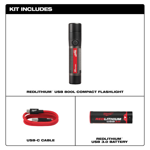 Milwaukee 2160-21 - USB Rechargeable 800L Compact Flashlight