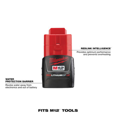 Milwaukee 48-11-2411 - M12 REDLITHIUM 1.5Ah Compact Battery Pack (2 Piece)