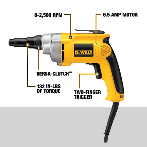 DEWALT DW268 - Vsr 0-2,500 Rpm Versa-Clutch Screwdriver, 6.5A