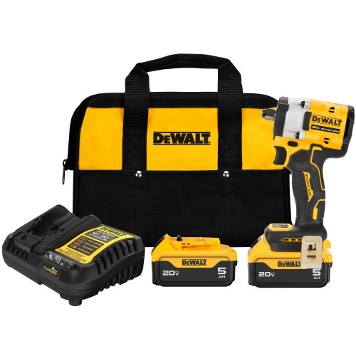 DEWALT DCF921P2 - 20V MAX Atomic 1/2" Impact Wrench (Hog Ring) (5.0Ah) W/ 2 Batteries And Bag