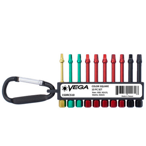 Vega 150RCS10 - #0,1,2,3 Square 2" Long Color Carabiner 10PC Set