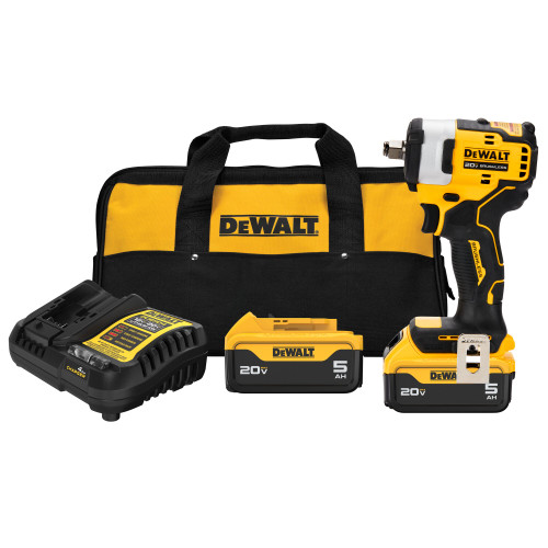 DEWALT DCF911P2 - 20V MAX 1/2" Impact Wrench (Hog Ring) (5.0Ah) W/ 2 Batteries And Bag