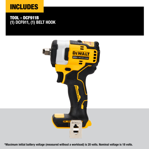 DEWALT DCF911B - 20V MAX 1/2" Impact Wrench (Hog Ring) - Tool Only