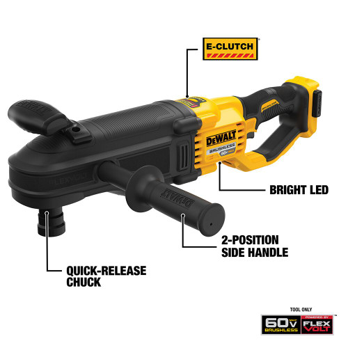DEWALT DCD471B - 60V MAX Flexvolt Quick Connect In-Line Stud & Joist Drill - Tool Only