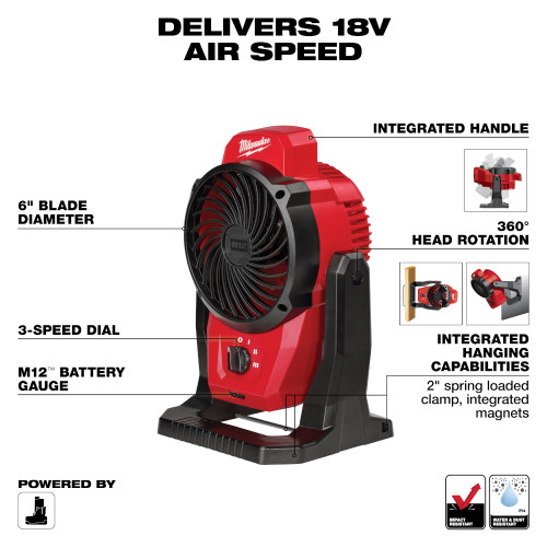 Milwaukee 0820-20 - M12 Mounting Fan