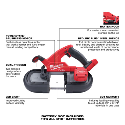 Milwaukee 2829S-20 - M18 FUEL Compact Dual-Trigger Band Saw