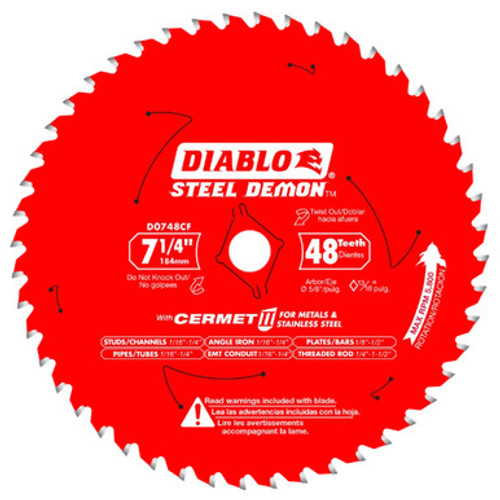 Diablo D0748CFX - 7-1/4 in. x 48 Tooth Steel Demon Cermet II Saw Blade for Metals and Stainless Steel
