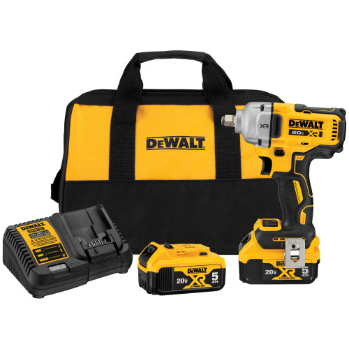 DEWALT DCF891P2 - 20V MAX XR 1/2" Mid Torque Impact Wrench (Hog Ring) (5.0Ah) W/ 2 Batteries And Bag