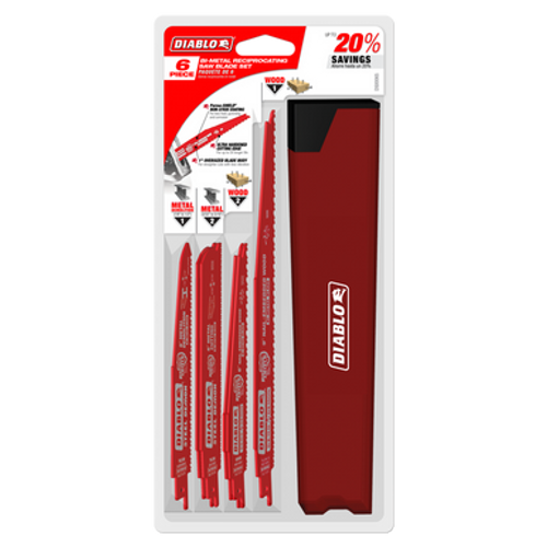 Diablo DS006SC - 6 pc Nail-Embedded Wood and Metal Cutting/Demolition Recip Set