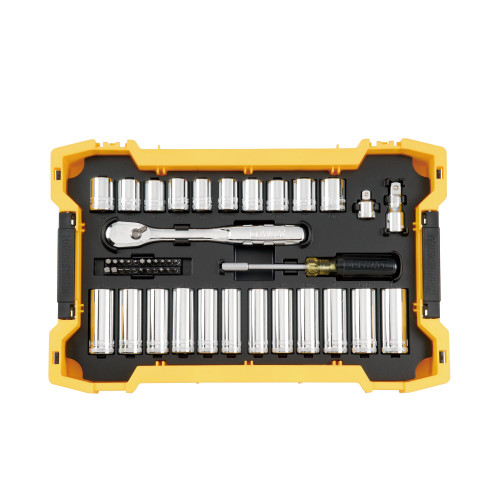 DEWALT DWMT45403 - 85 Pc. 3/8 In. And 1/2 In. Mechanic Tool Set With Toughsystem 2.0 Tray And Lid