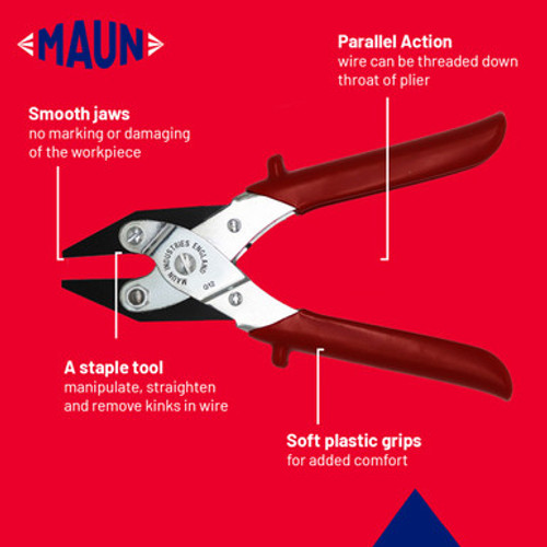 Maun 4877-200 - Smooth Jaws Flat Nose Parallel Plier Comfort Grips 200 mm