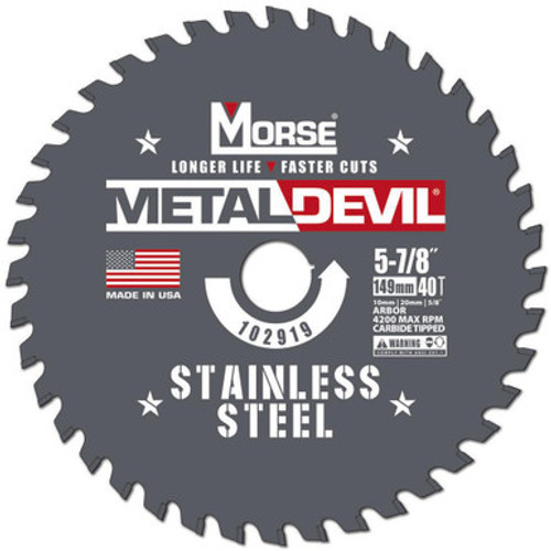 MK Morse CSM58840FSSC - 5-7/8" x 48 Tooth Stainless Steel Metal Cutting Blade - Multi-Arbor