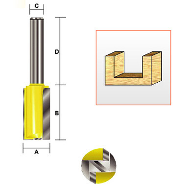Kempston 105053 - Straight Bit w/Bottom Cutter, 5/8" x 1"