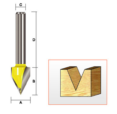 Kempston 202005 - V Groove Bit, SC, 1/4 x 3/8 x 60D - Federated