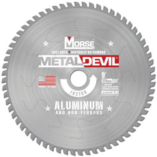 MK Morse CSM964FNFC - 9" x 64 Tooth Non-Ferrous Metal Cutting Blade - 1" Arbor