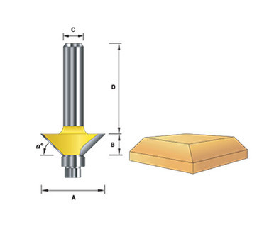 Kempston 98006 - Miniature 45o Chamfer Bit, 13/16" x 1/4"