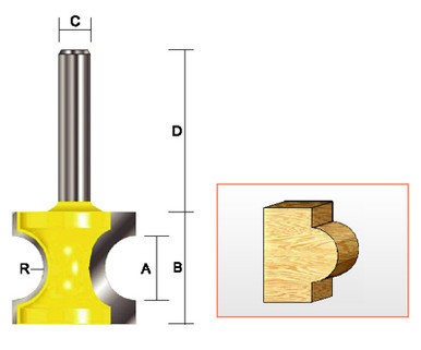 Kempston 330421 - Bull Nose Radius Bit, 3/16" Radius