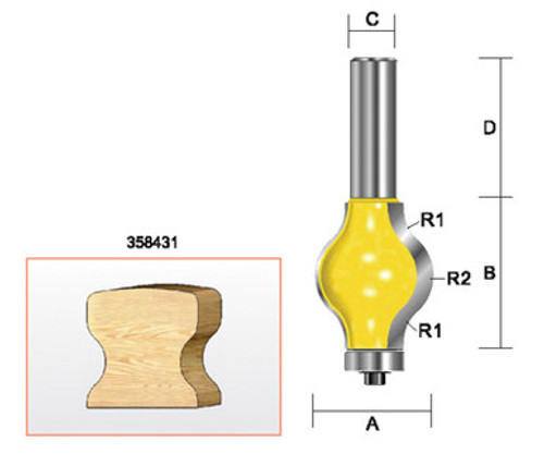 Kempston 358431 - Handrail Bit, 1-1/4" x 1-1/2"